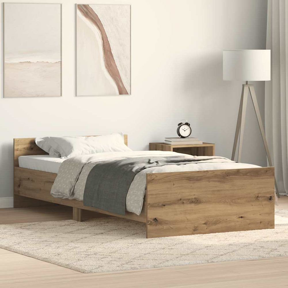 vidaXL Bed Frame Without Mattress Artisan Oak 75x190 cm Engineered Wood