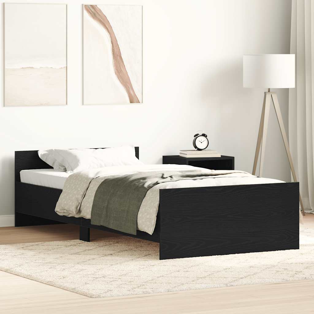 Bettgestell 75x190 cm Schwarz Eichen-Optik