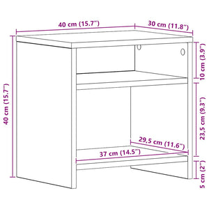 Nachttisch Schwarz Eichenoptik 40x30x40 cm