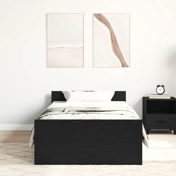 Bettgestell 90x190 cm Schwarz Eichen-Optik