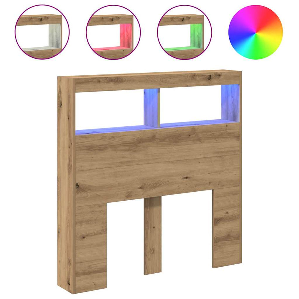 LED Kopfteil mit Ablagen Eiche 100cm