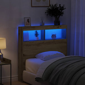 LED Kopfteil mit Ablagen Eiche 100cm