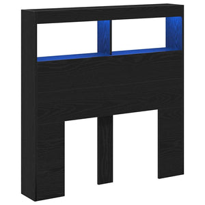 LED Kopfteil mit Ablagen, Schwarz Eiche, 100 cm