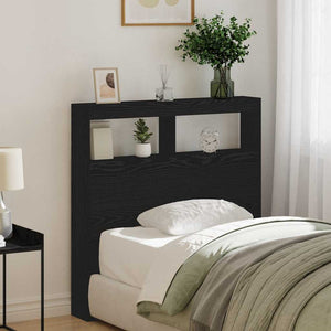 LED Kopfteil mit Ablagen, Schwarz Eiche, 100 cm