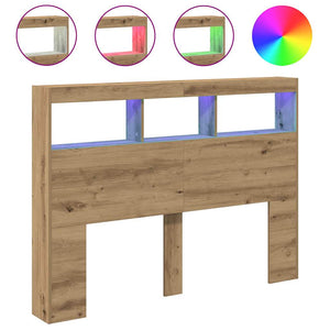 LED Kopfteil mit Ablagen Eiche 140 cm