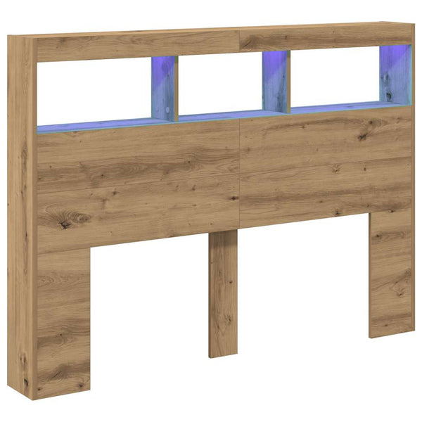 LED Kopfteil mit Ablagen Eiche 140 cm