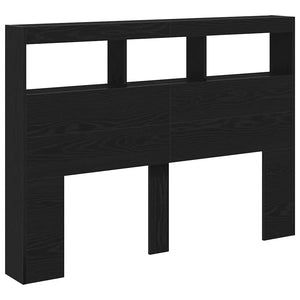 LED Kopfteil 140 cm Schwarz Eiche mit Ablagen