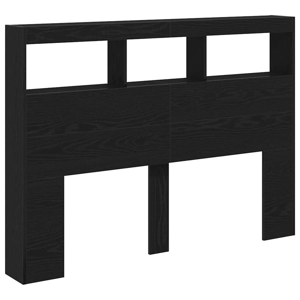 LED Kopfteil 140 cm Schwarz Eiche mit Ablagen