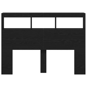 LED Kopfteil 140 cm Schwarz Eiche mit Ablagen