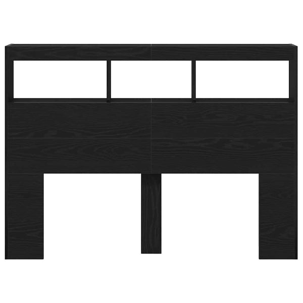 LED Kopfteil 140 cm Schwarz Eiche mit Ablagen