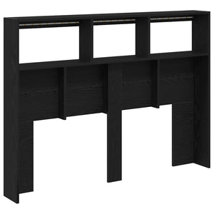 LED Kopfteil 140 cm Schwarz Eiche mit Ablagen