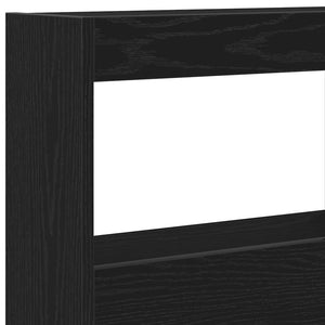 LED Kopfteil 140 cm Schwarz Eiche mit Ablagen