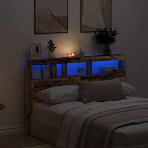 LED Kopfteil mit Ablagen Altholz 160 cm