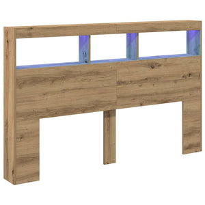 LED Kopfteil mit Ablagen Eiche 160cm