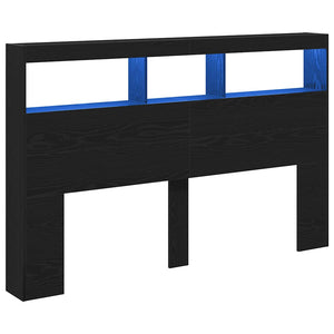 LED Kopfteil mit Ablagen, Eichen-Optik 160 cm