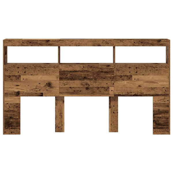 LED Kopfteil mit Ablagen, Altholz-Optik, 180 cm