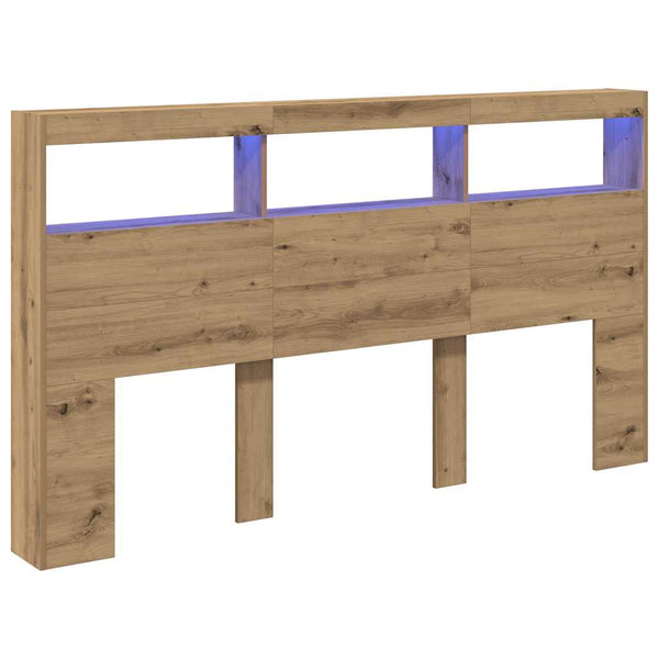 LED Kopfteil mit Ablagen Eiche 180 cm