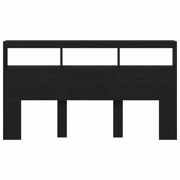 LED Kopfteil mit Ablagen Schwarz Eiche 180 cm