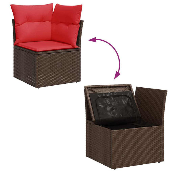 5-tlg. Garten Sofagarnitur Braun Poly Rattan