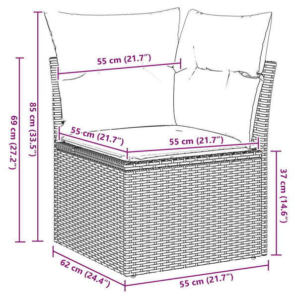 10-teilige Garten Sofagarnitur Braun Poly Rattan