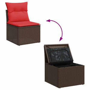 10-teilige Garten Sofagarnitur Braun Poly Rattan