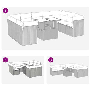 10-teilige Garten Sofagarnitur Braun Poly Rattan