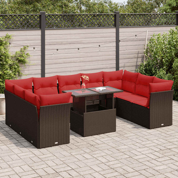 10-teilige Garten Sofagarnitur Braun Poly Rattan