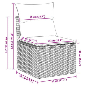 11-tlg. Garten Sofagarnitur Braun Poly Rattan Akazie