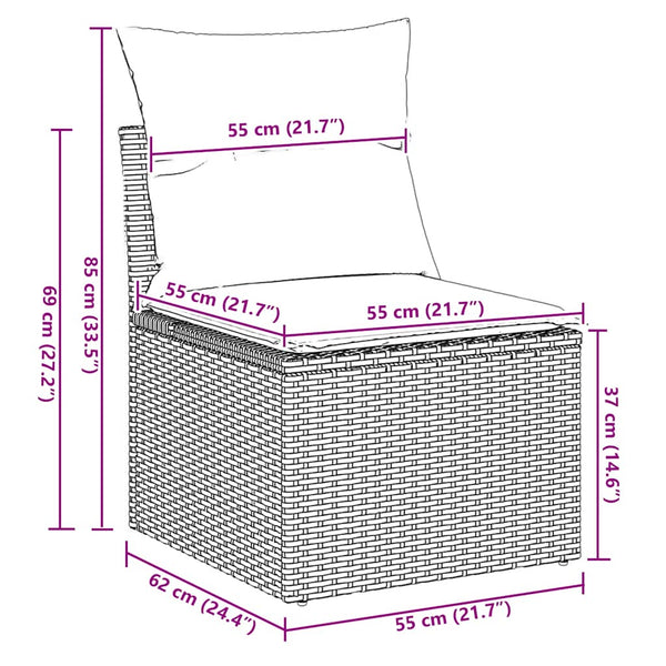 11-tlg. Garten Sofagarnitur Braun Poly Rattan Akazie