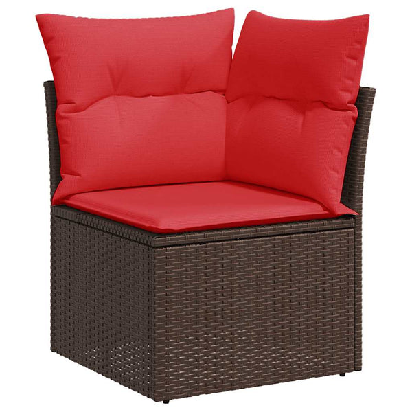 11-tlg. Garten Sofagarnitur Braun Poly Rattan Akazie