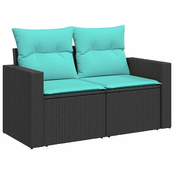 11-teilige Garten Sofagarnitur Schwarz Poly Rattan Akazie
