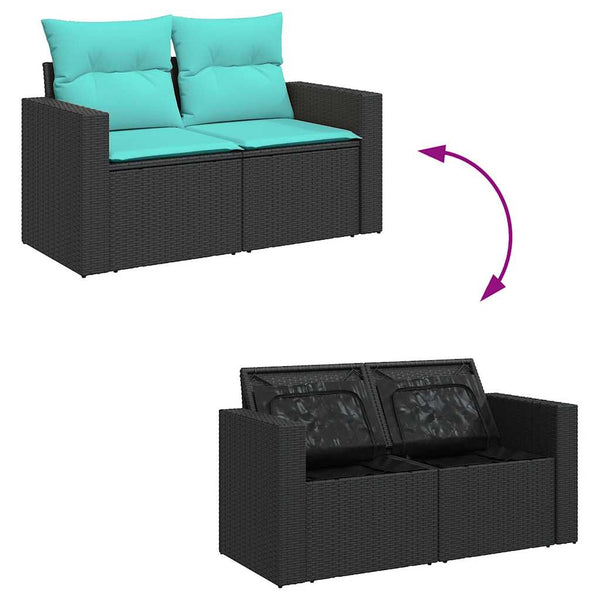11-teilige Garten Sofagarnitur Schwarz Poly Rattan Akazie