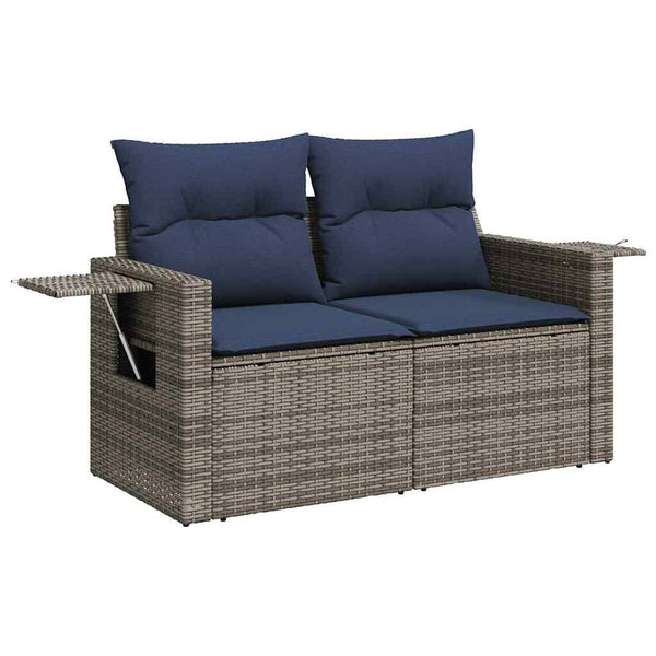 5-tlg. Garten Sofagarnitur Grau Poly Rattan