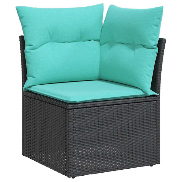 9-teilige Garten Sofagarnitur Schwarz Poly Rattan