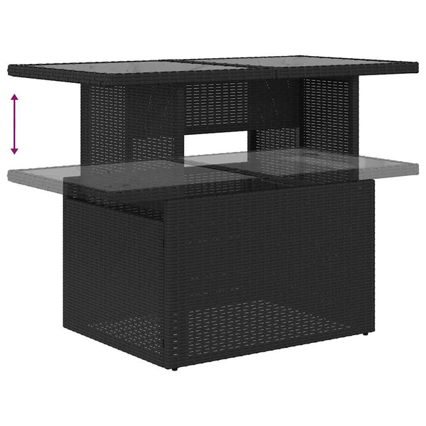 9-teilige Garten Sofagarnitur Schwarz Poly Rattan