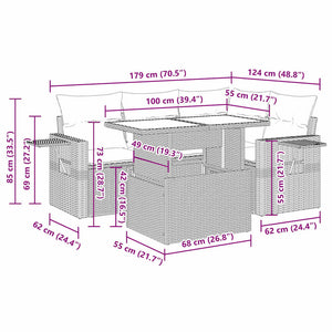 5-tlg. Garten Sofagarnitur Grau