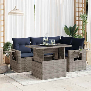 5-tlg. Garten Sofagarnitur Grau