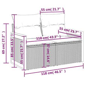 6-teiliges Gartensofa-Set Schwarz Polyrattan Akazie