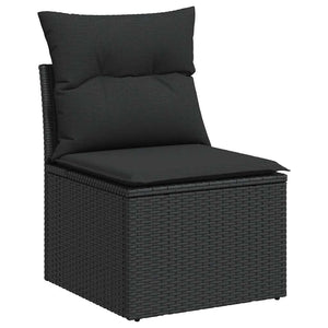 10-tlg. Garten Sofagarnitur Schwarz Poly Rattan mit Kissen