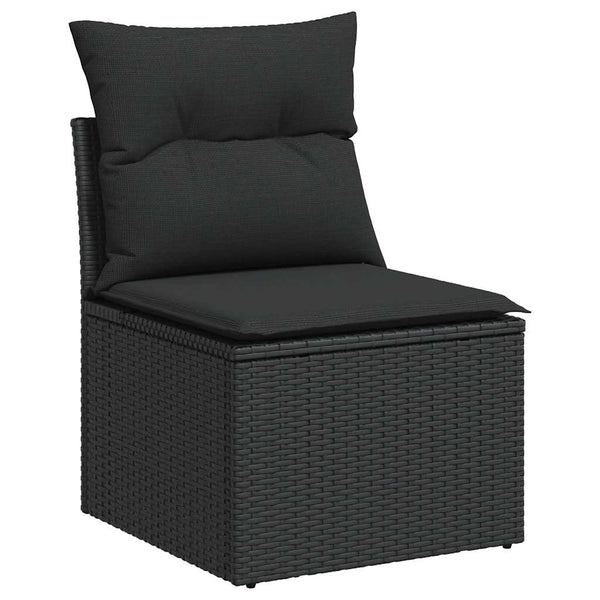 10-tlg. Garten Sofagarnitur Schwarz Poly Rattan mit Kissen