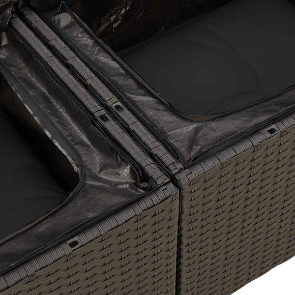 10-tlg. Garten Sofagarnitur Schwarz Poly Rattan mit Kissen