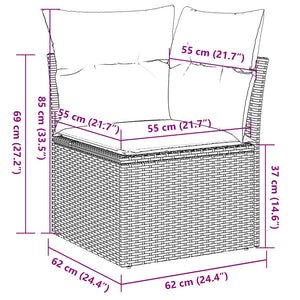 10-tlg. Garten Sofagarnitur Schwarz Poly Rattan mit Kissen