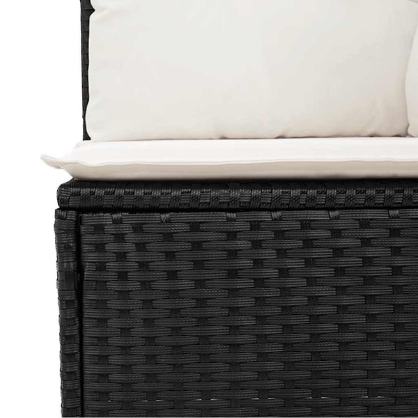 10-tlg. Garten Sofagarnitur Schwarz Poly Rattan mit Kissen