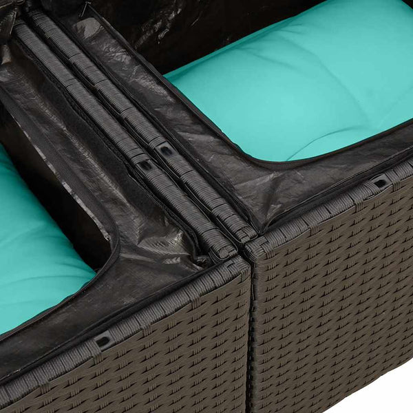 10-tlg. Garten Sofagarnitur Schwarz Poly Rattan mit Kissen