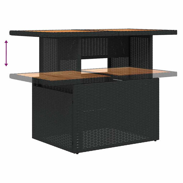 10-tlg. Garten Sofagarnitur Schwarz Poly Rattan mit Kissen