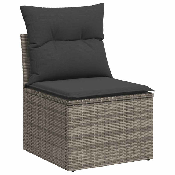 10-tlg. Garten Sofagarnitur Grau Poly Rattan