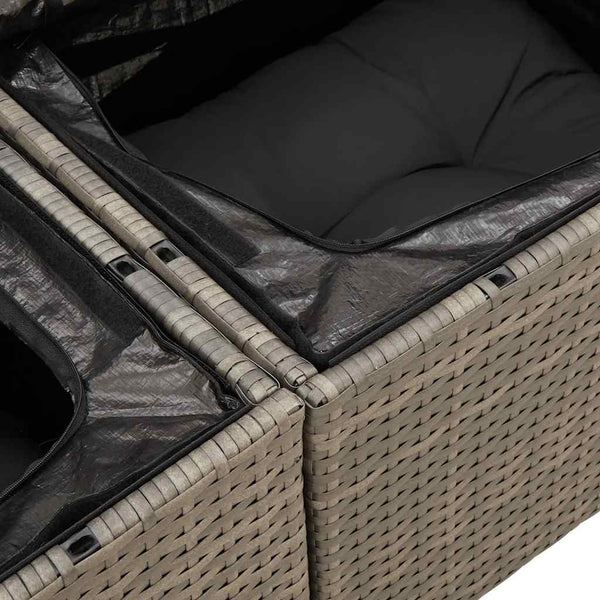 10-tlg. Garten Sofagarnitur Grau Poly Rattan