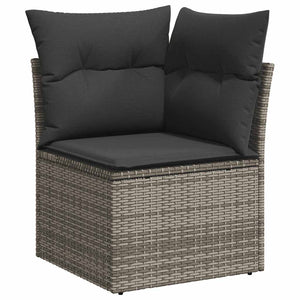 10-tlg. Garten Sofagarnitur Grau Poly Rattan