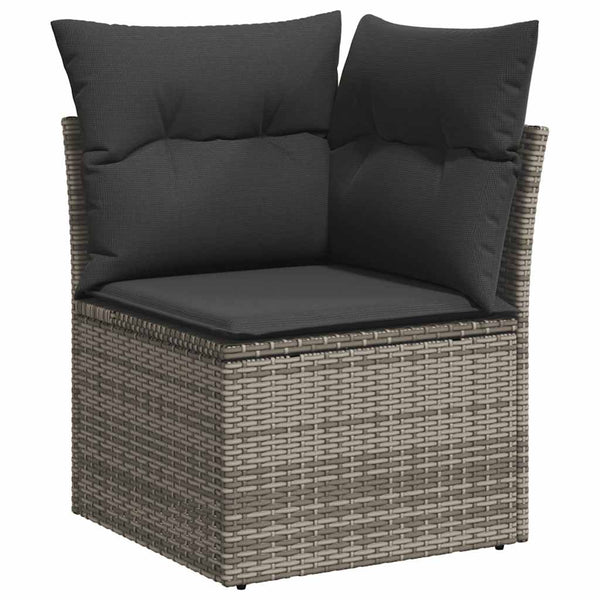 10-tlg. Garten Sofagarnitur Grau Poly Rattan