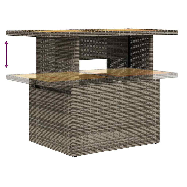 10-tlg. Garten Sofagarnitur Grau Poly Rattan